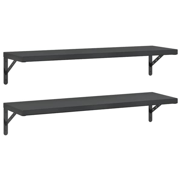 vidaXL Vegghyller 2 stk 100x30 cm svart rustfritt stål