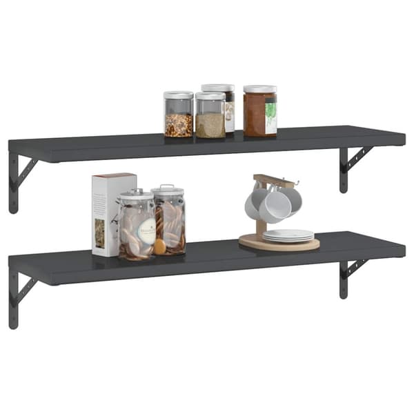 vidaXL Vegghyller 2 stk 100x30 cm svart rustfritt stål