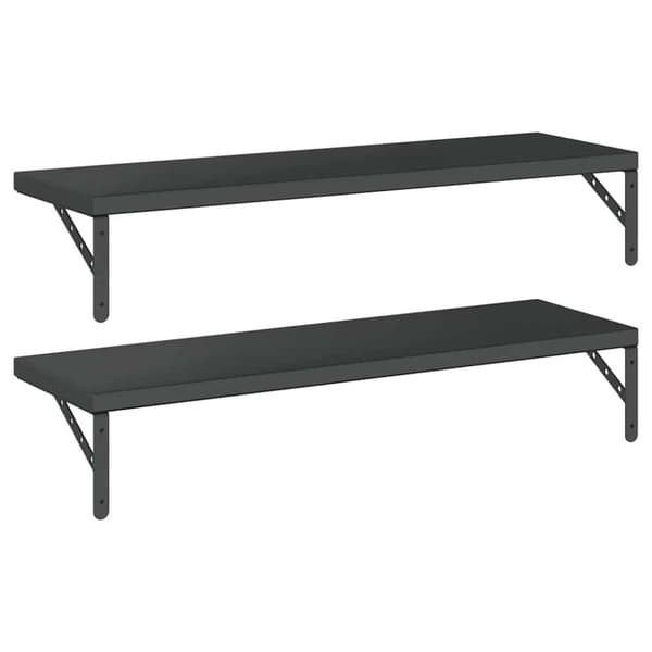 vidaXL Vegghyller 2 stk 100x30 cm svart rustfritt stål