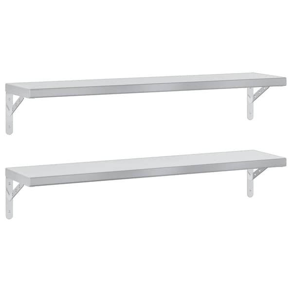 vidaXL Vägghyllor 2 st 100x23,5 cm silver rostfritt stål