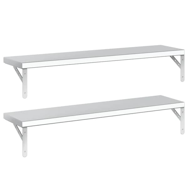 vidaXL Vägghyllor 2 st 100x23,5 cm silver rostfritt stål
