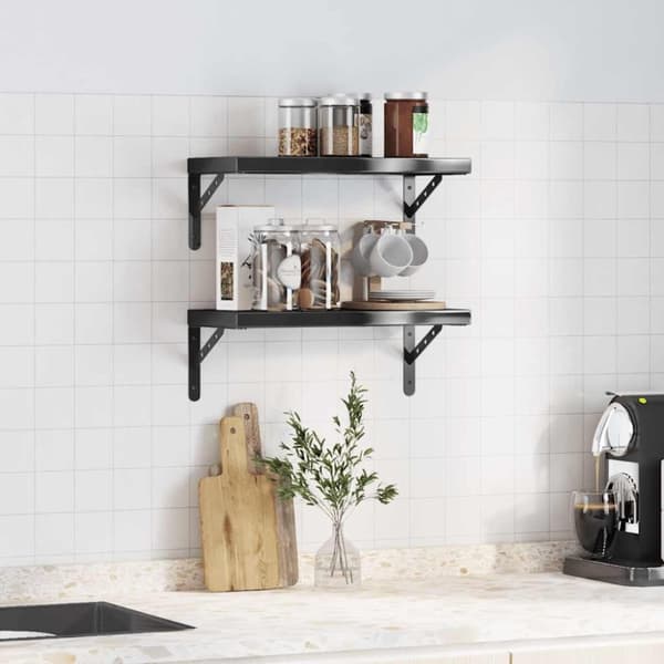 vidaXL Vegghyller 2 stk 50x23,5 cm svart rustfritt stål