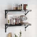 Miniatyrbilde 2 av 10: vidaXL Vegghyller 2 stk 50x23,5 cm svart rustfritt stål