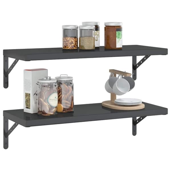 vidaXL Vegghyller 2 stk 75x30 cm svart rustfritt stål