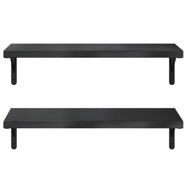 vidaXL Vegghyller 2 stk 75x30 cm svart rustfritt stål