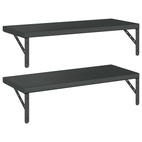 vidaXL Vegghyller 2 stk 75x30 cm svart rustfritt stål
