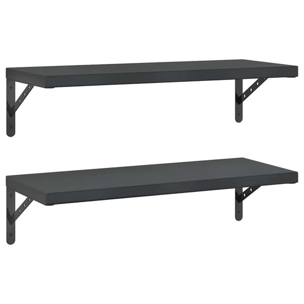vidaXL Vegghyller 2 stk 75x30 cm svart rustfritt stål