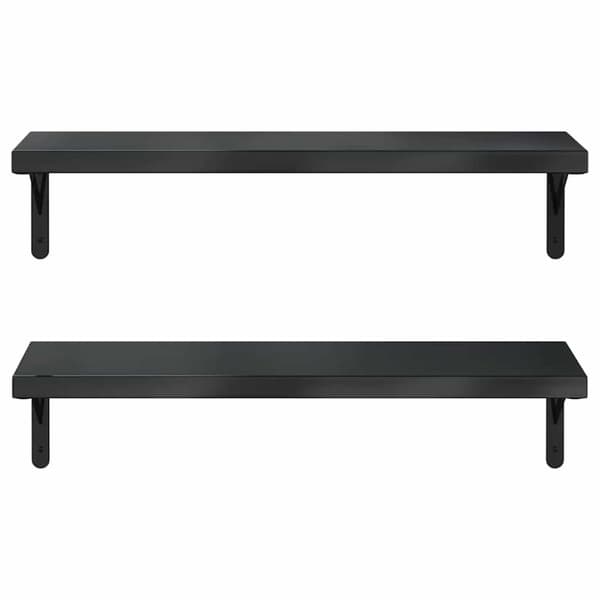 vidaXL Vegghyller 2 stk 75x23,5 cm svart rustfritt stål
