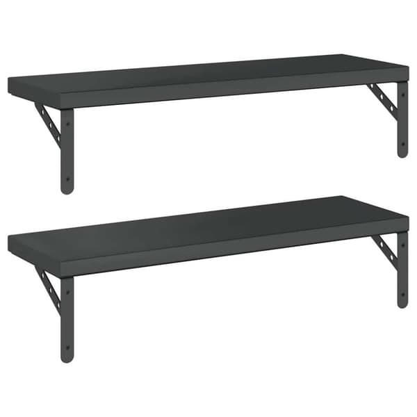 vidaXL Vegghyller 2 stk 75x23,5 cm svart rustfritt stål