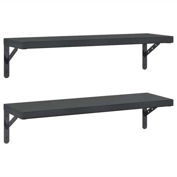 vidaXL Vegghyller 2 stk 75x23,5 cm svart rustfritt stål