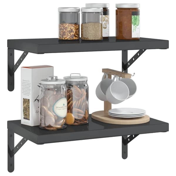 vidaXL Vegghyller 2 stk 50x30 cm svart rustfritt stål