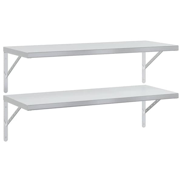vidaXL Vägghyllor 2 st 100x40 cm silver rostfritt stål