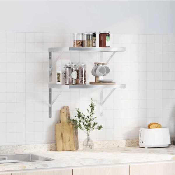 vidaXL Vegghyller 2 stk 50x40 cm sølv rustfritt stål