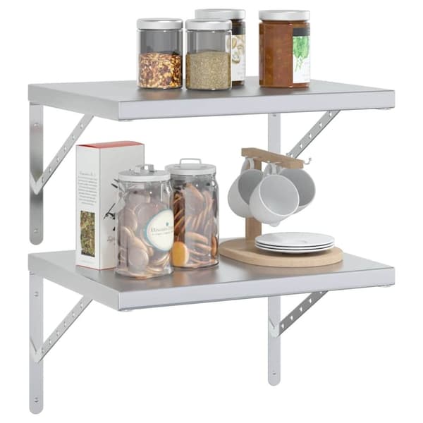 vidaXL Vegghyller 2 stk 50x40 cm sølv rustfritt stål