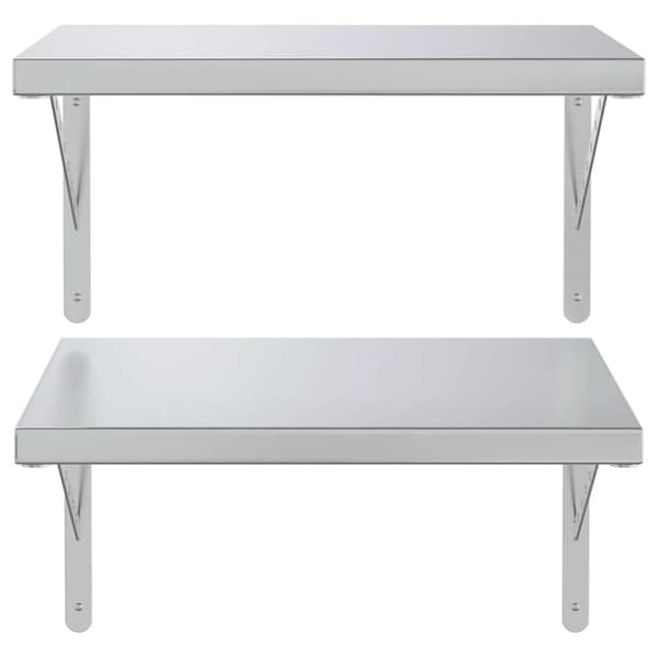 vidaXL Vegghyller 2 stk 50x40 cm sølv rustfritt stål