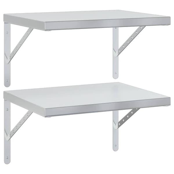 vidaXL Vegghyller 2 stk 50x40 cm sølv rustfritt stål