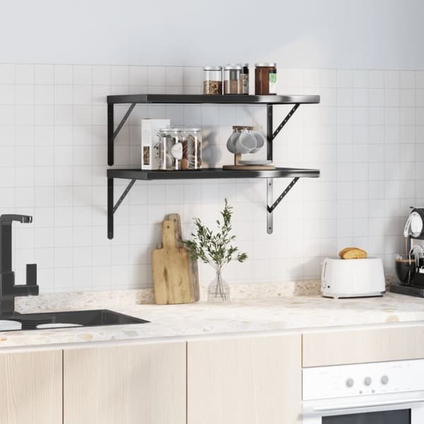 vidaXL Vegghyller 2 stk 75x40 cm svart rustfritt stål