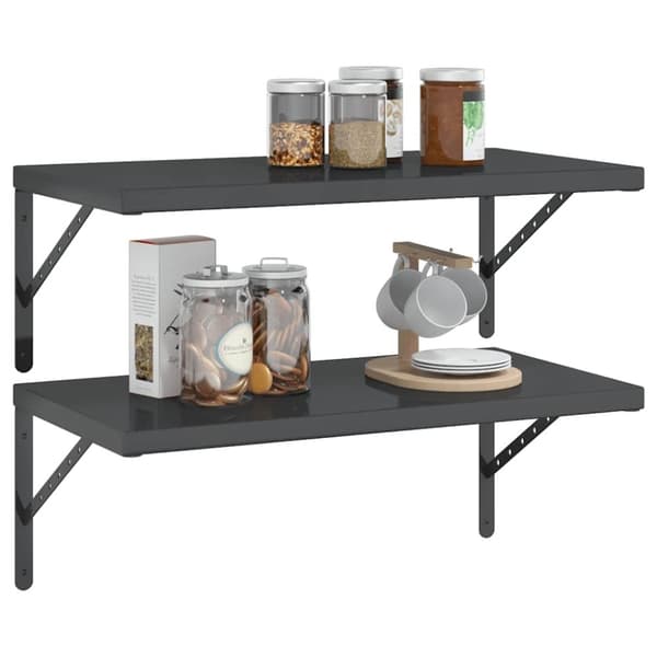 vidaXL Vegghyller 2 stk 75x40 cm svart rustfritt stål