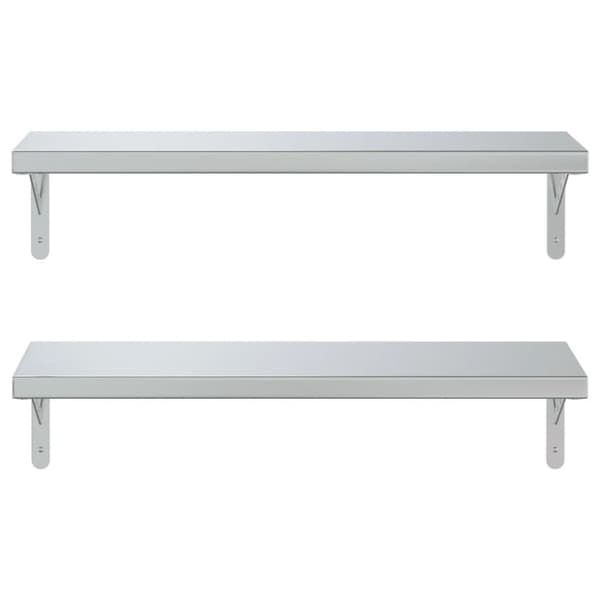 vidaXL Vegghyller 2 stk 75x23,5 cm sølv rustfritt stål