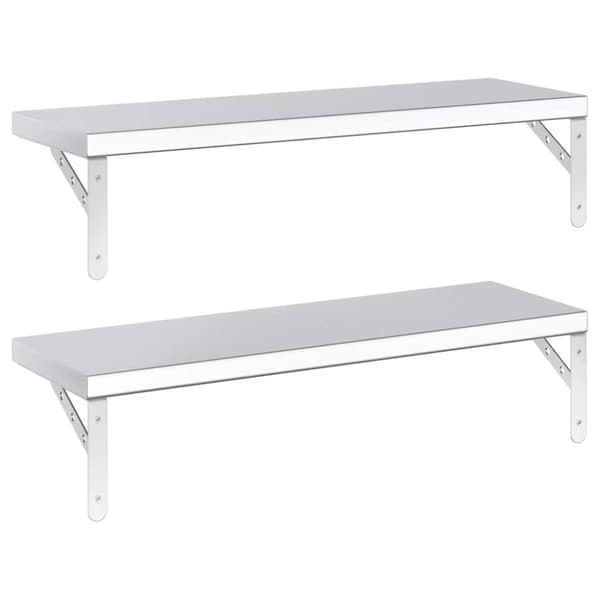 vidaXL Vegghyller 2 stk 75x23,5 cm sølv rustfritt stål