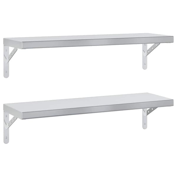 vidaXL Vegghyller 2 stk 75x23,5 cm sølv rustfritt stål
