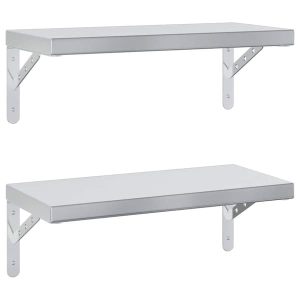 vidaXL Seinähyllyt 2 kpl 50x23,5 cm hopea ruostumaton teräs