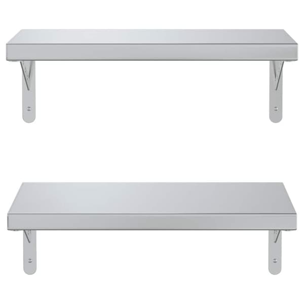 vidaXL Seinähyllyt 2 kpl 50x23,5 cm hopea ruostumaton teräs