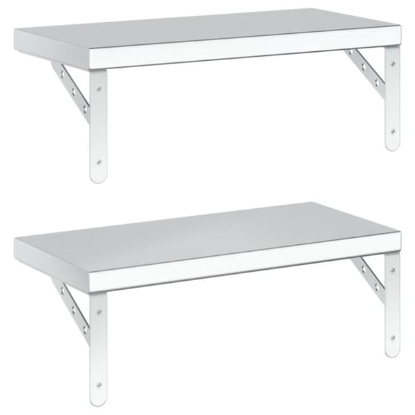 vidaXL Seinähyllyt 2 kpl 50x23,5 cm hopea ruostumaton teräs