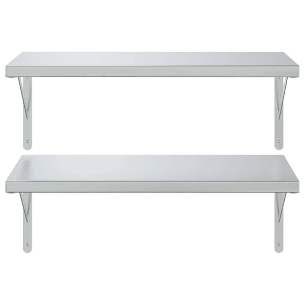 vidaXL Seinähyllyt 2 kpl 75x40 cm hopea ruostumaton teräs