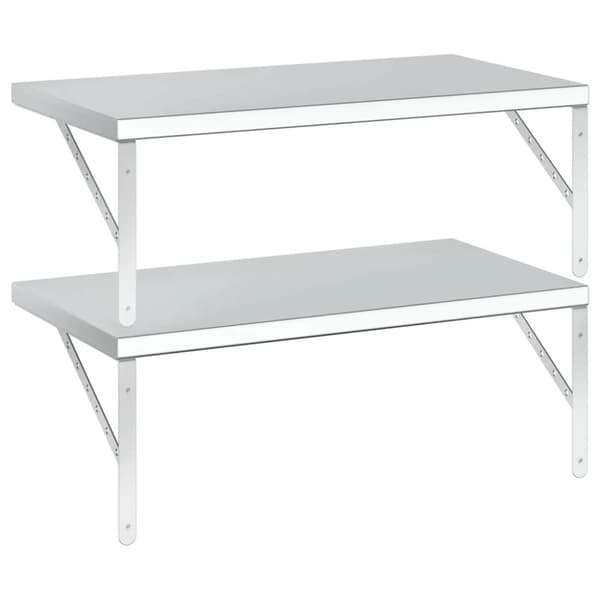 vidaXL Seinähyllyt 2 kpl 75x40 cm hopea ruostumaton teräs