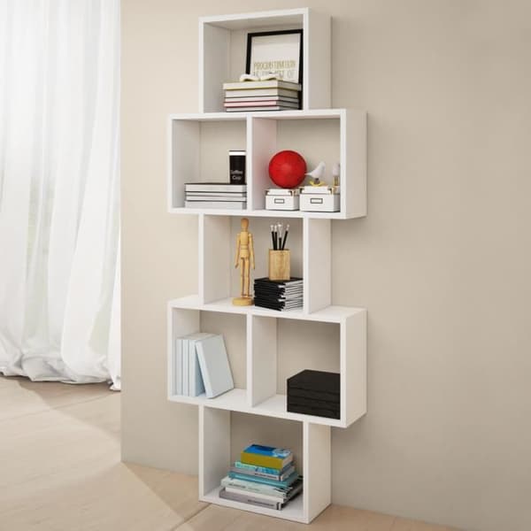 Vägghylla / Asymmetrisk hylla - CASSI - 160,5 cm - vit - 7 fack - modern stil