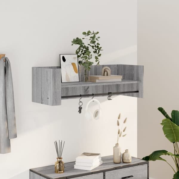vidaXL Seinähylly harmaa Sonoma 100x35x30,5 cm tekninen puu