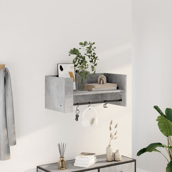 vidaXL væghylde 70,5x35x30,5 cm konstrueret træ betongrå