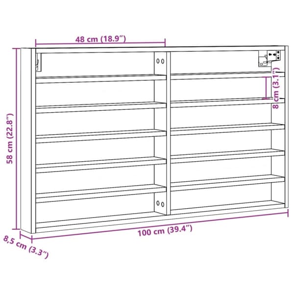 vidaXL Hyller svart 100x8,5x58 cm konstruert tre