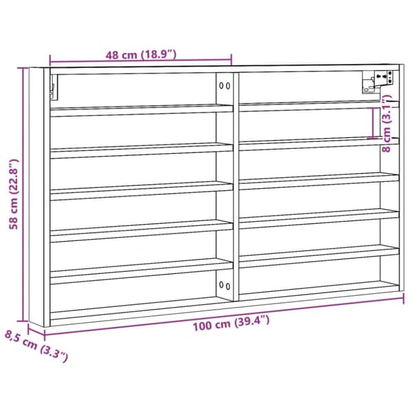 vidaXL Hylle betonggrå 100x8,5x58 cm konstruert tre