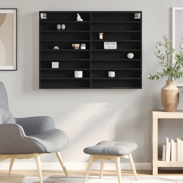 vidaXL Vitriinikaappi musta 100x8,5x75 cm tekninen puu