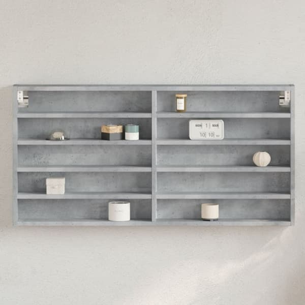 vidaXL vitrineskab 100x8,5x50 cm konstrueret træ betongrå