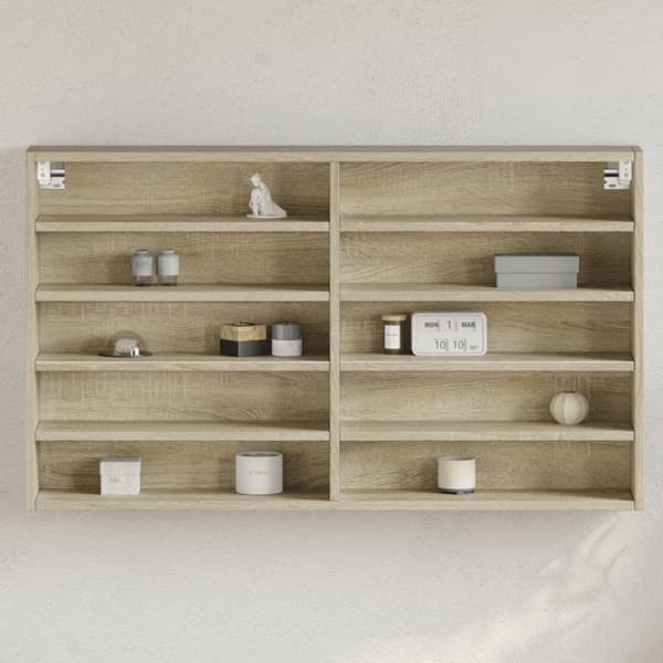 vidaXL vitrineskab 100x15x58 cm konstrueret træ sonoma-eg