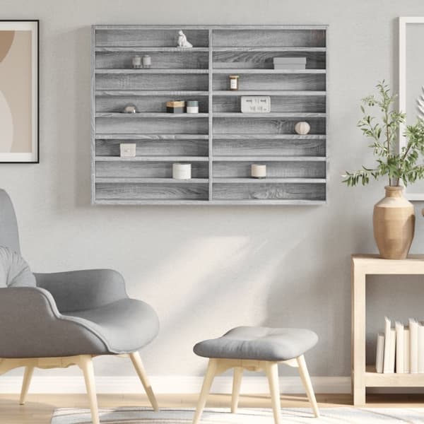 vidaXL vitrineskab 100x8,5x75 cm konstrueret træ grå sonoma-eg