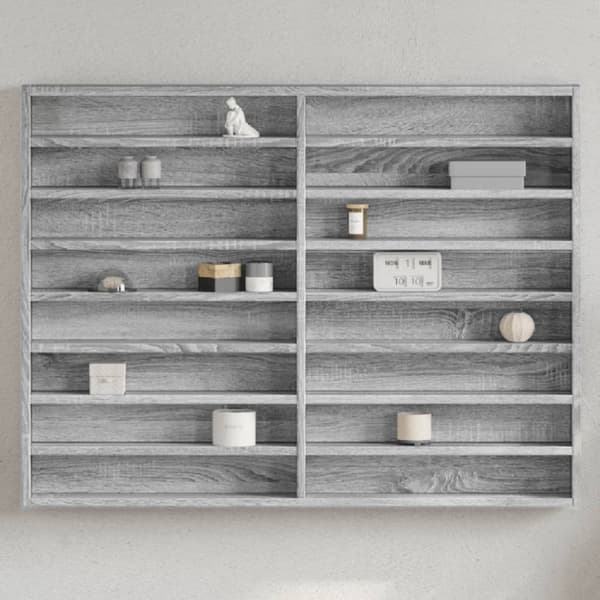 vidaXL vitrineskab 100x8,5x75 cm konstrueret træ grå sonoma-eg