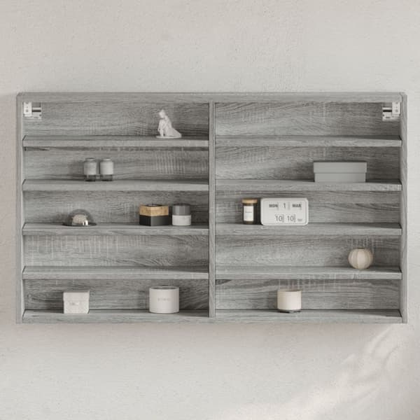 vidaXL vitrineskab 100x15x58 cm konstrueret træ grå sonoma-eg