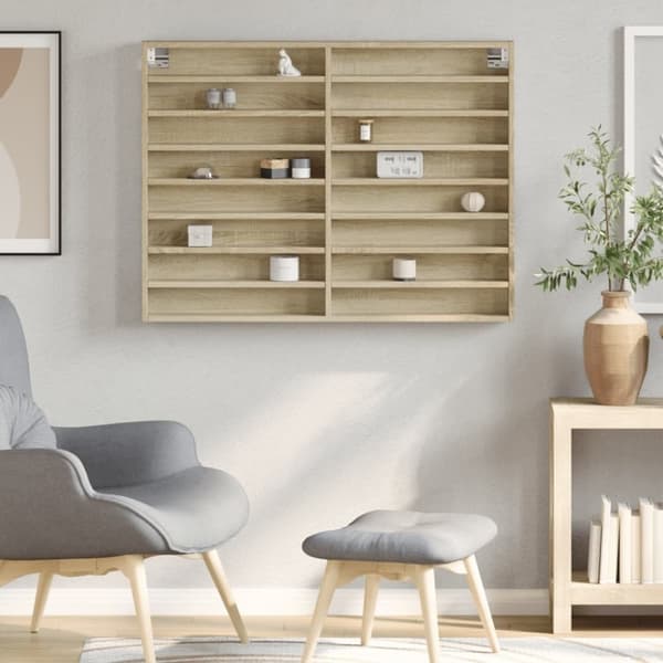 vidaXL Vitrinskåp sonoma-ek 100x8,5x75 cm konstruerat trä