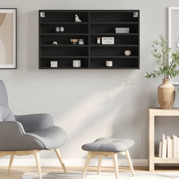 vidaXL Vitrineskap svart 100x15x58 cm konstruert tre