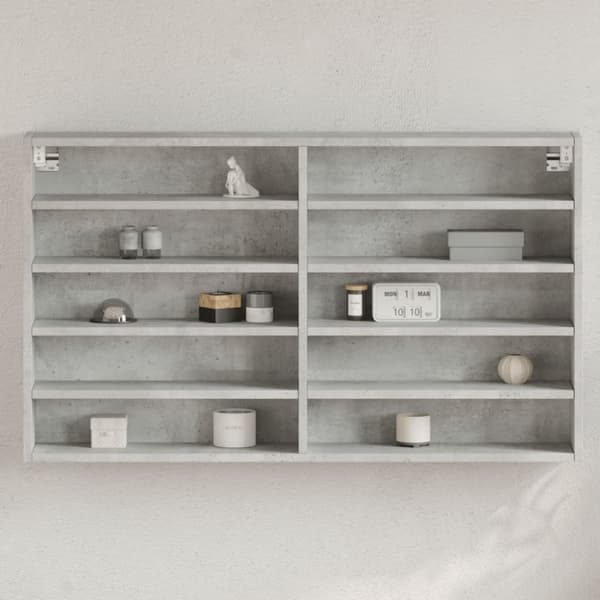 vidaXL Vitrineskap betonggrå 100x15x58 cm konstruert tre