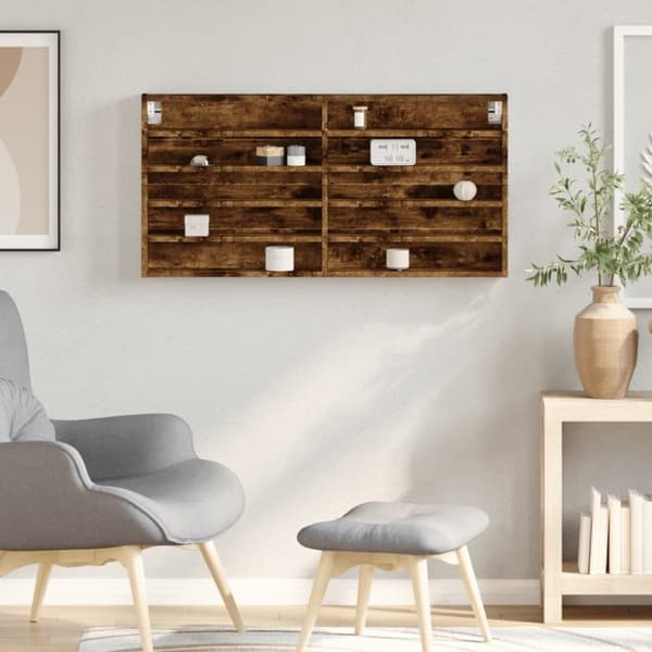 vidaXL vitrineskab 100x8,5x50 cm konstrueret træ røget egetræsfarve
