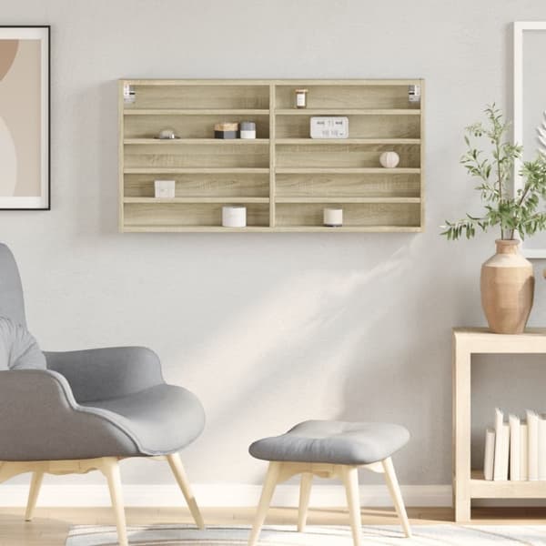 vidaXL vitrineskab 100x8,5x50 cm konstrueret træ sonoma-eg