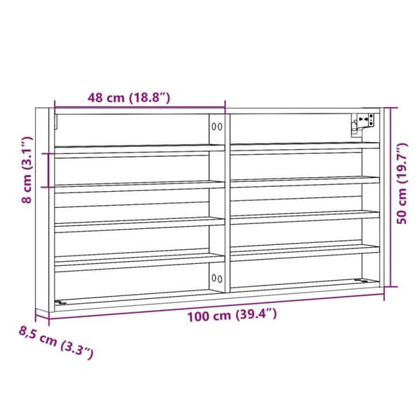 vidaXL vitrineskab 100x8,5x50 cm konstrueret træ sonoma-eg