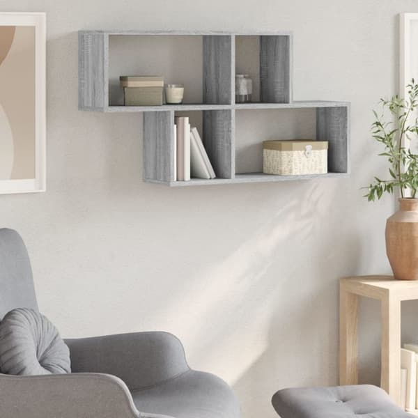 vidaXL væghylde 100x20x53 cm konstrueret træ grå sonoma-eg
