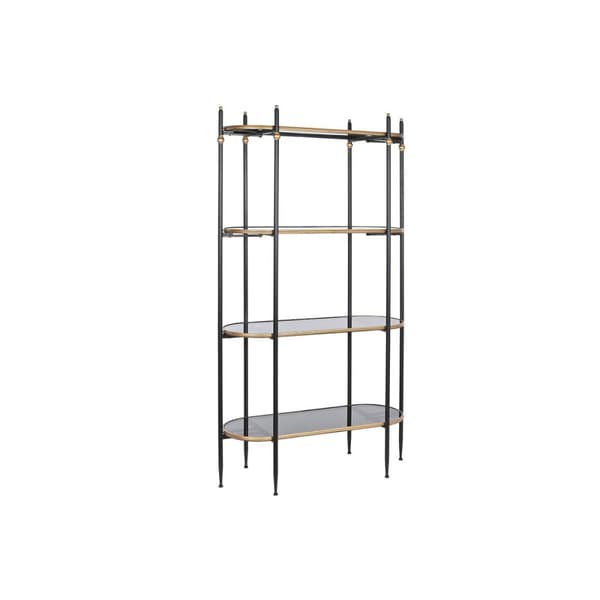 Bokhylla DKD Home Decor Svart Gyllene Metall Glas 103 x 42 x 180 cm (1)
