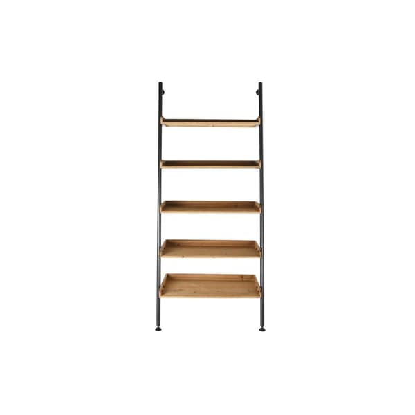 Bokhylla DKD Home Decor Gran Naturell Svart Metall 5 Hyllor (86 x 45 x 200 cm)